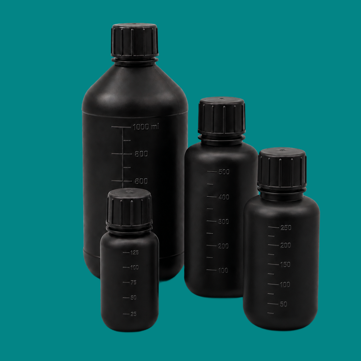 Black HDPE Graduated Narrow-Mouth Bottles
