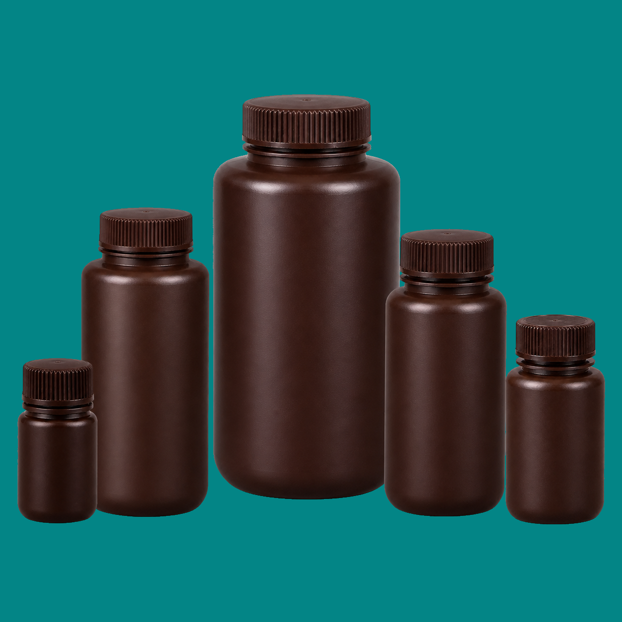 Amber HDPE Wide-Mouth Reagent Bottles