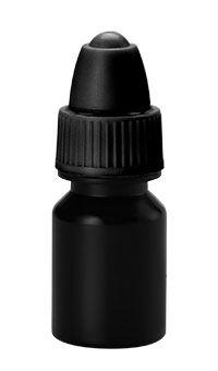 Black plastic dropper bottle with screw cap