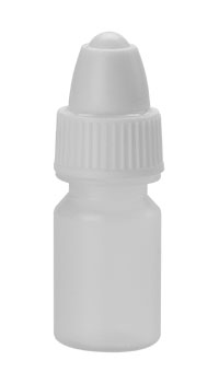 Translucent plastic dropper bottle with screw cap
