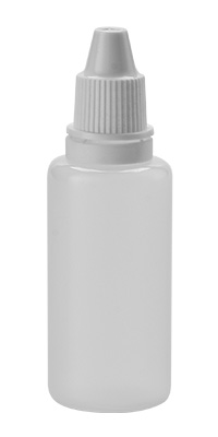 Translucent plastic dropper bottle with tamper-evident cap
