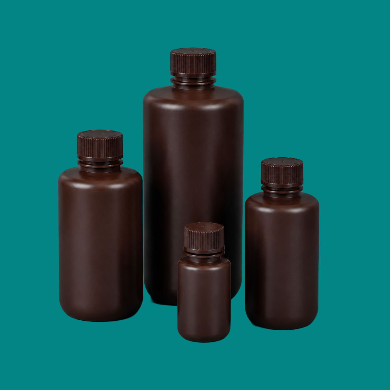 Narrow-Mouth Amber HDPE Bottles