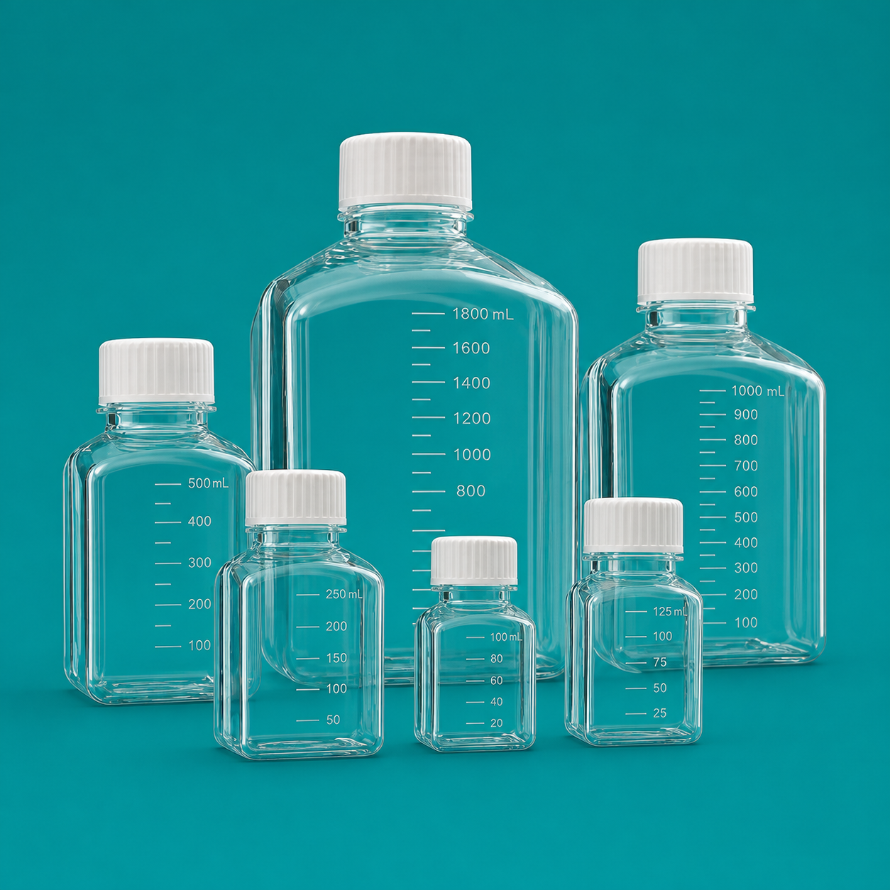 Polycarbonate Square Media Bottles