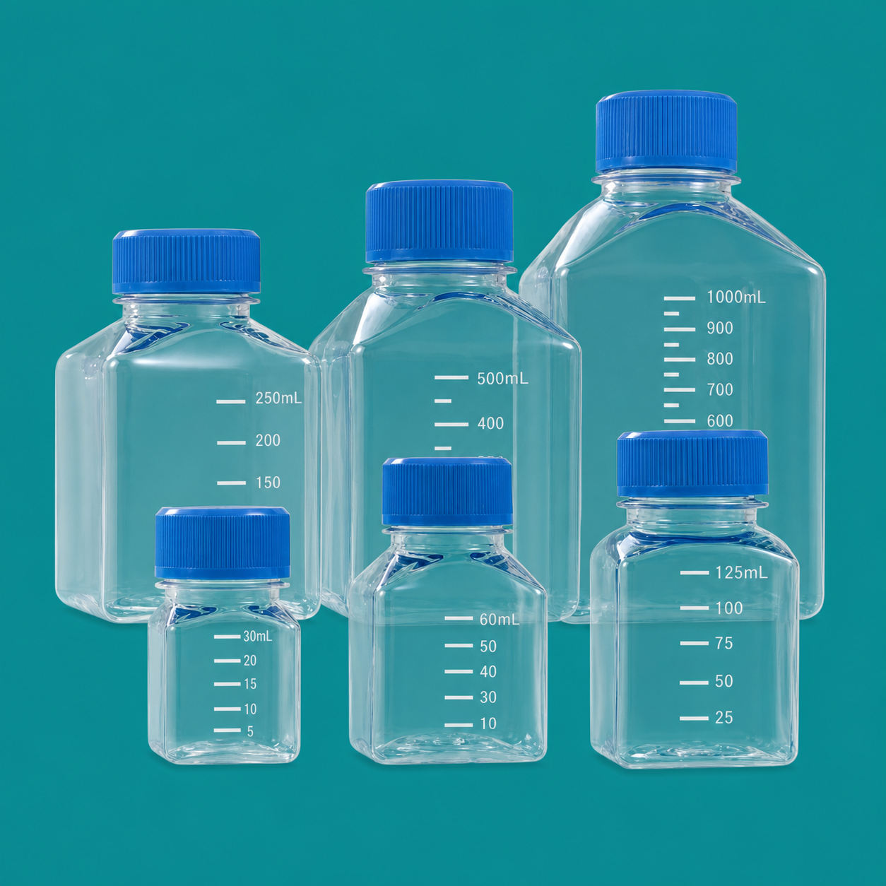 PET Square Media Bottles