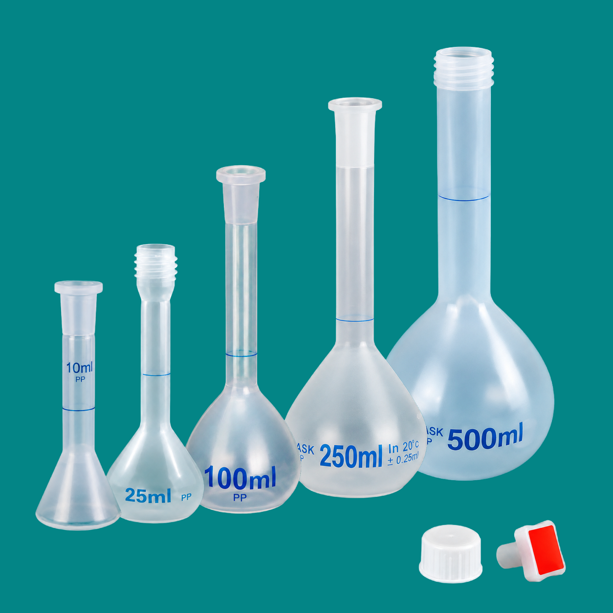 PP Volumetric Flasks with Screw Caps or Stoppers