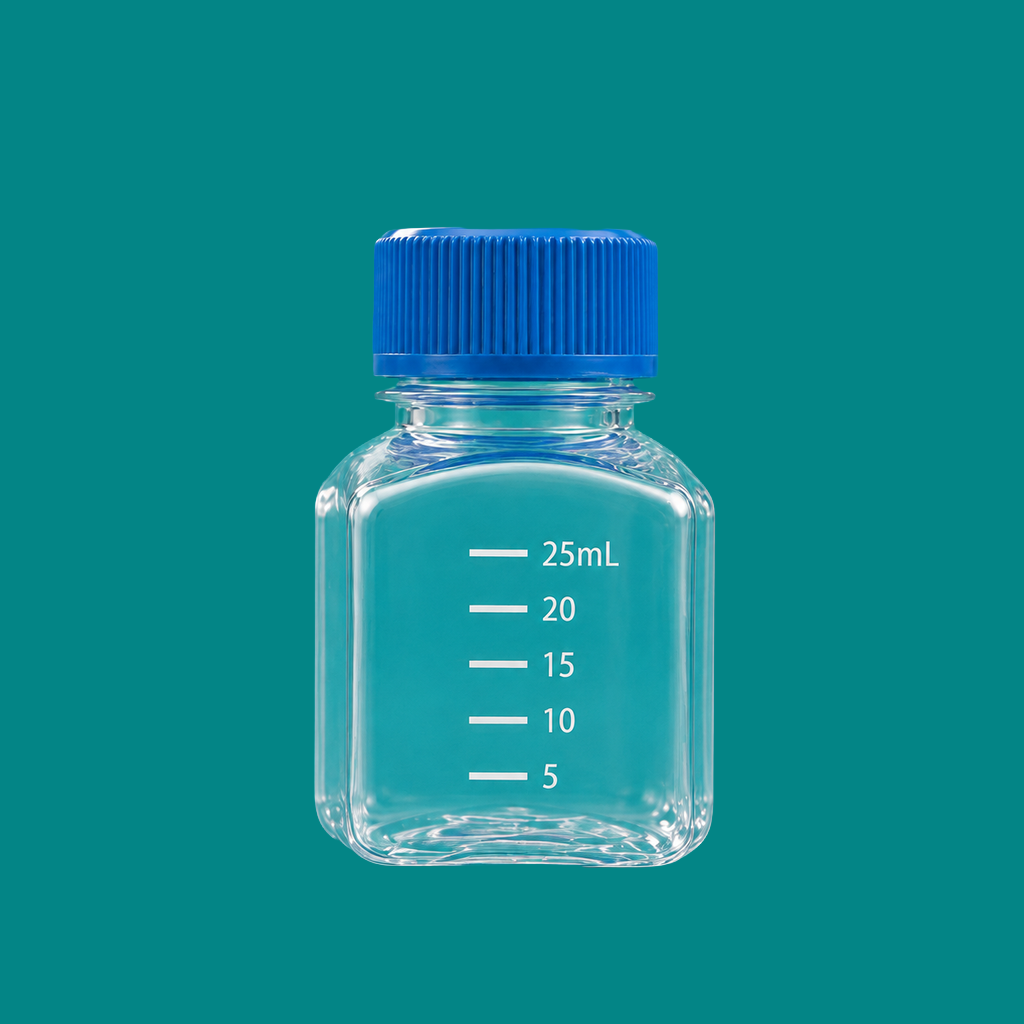PETG square media bottle, SKU 82193, 25ml