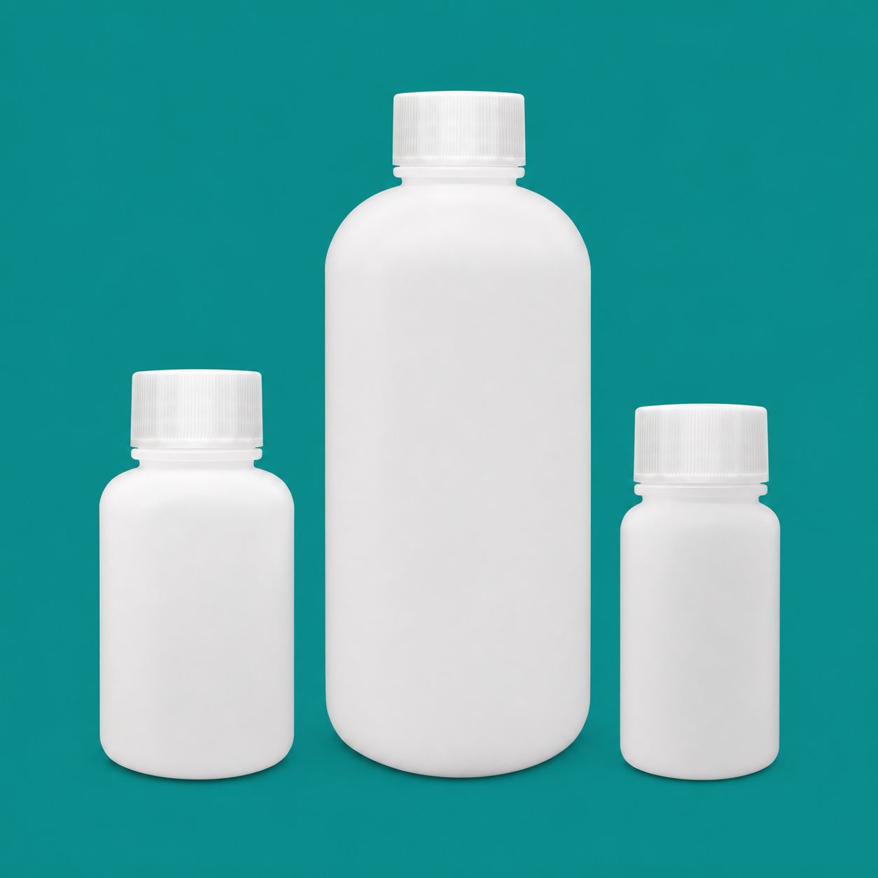 White HDPE Boston Round Bottles