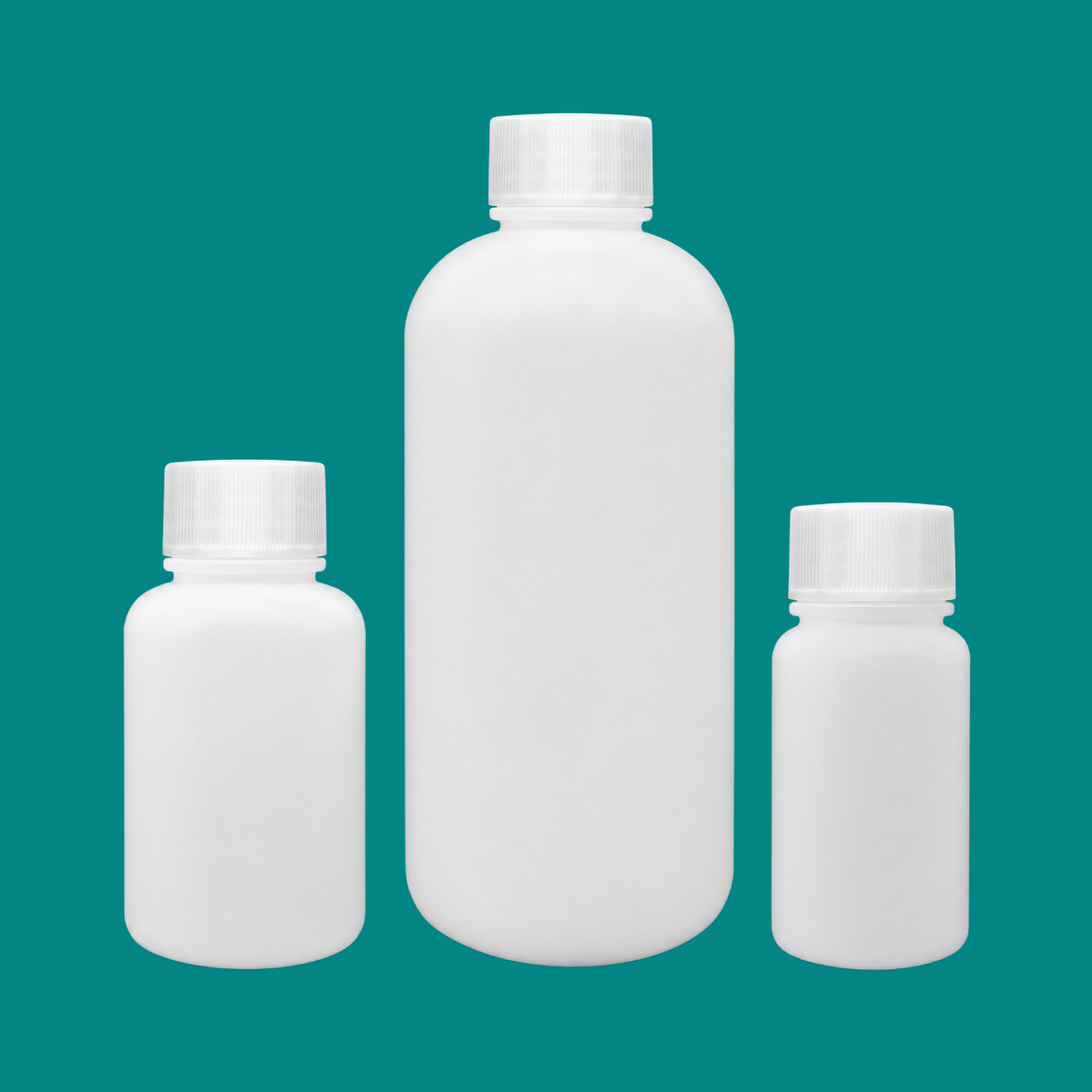 White HDPE Boston Round Bottles