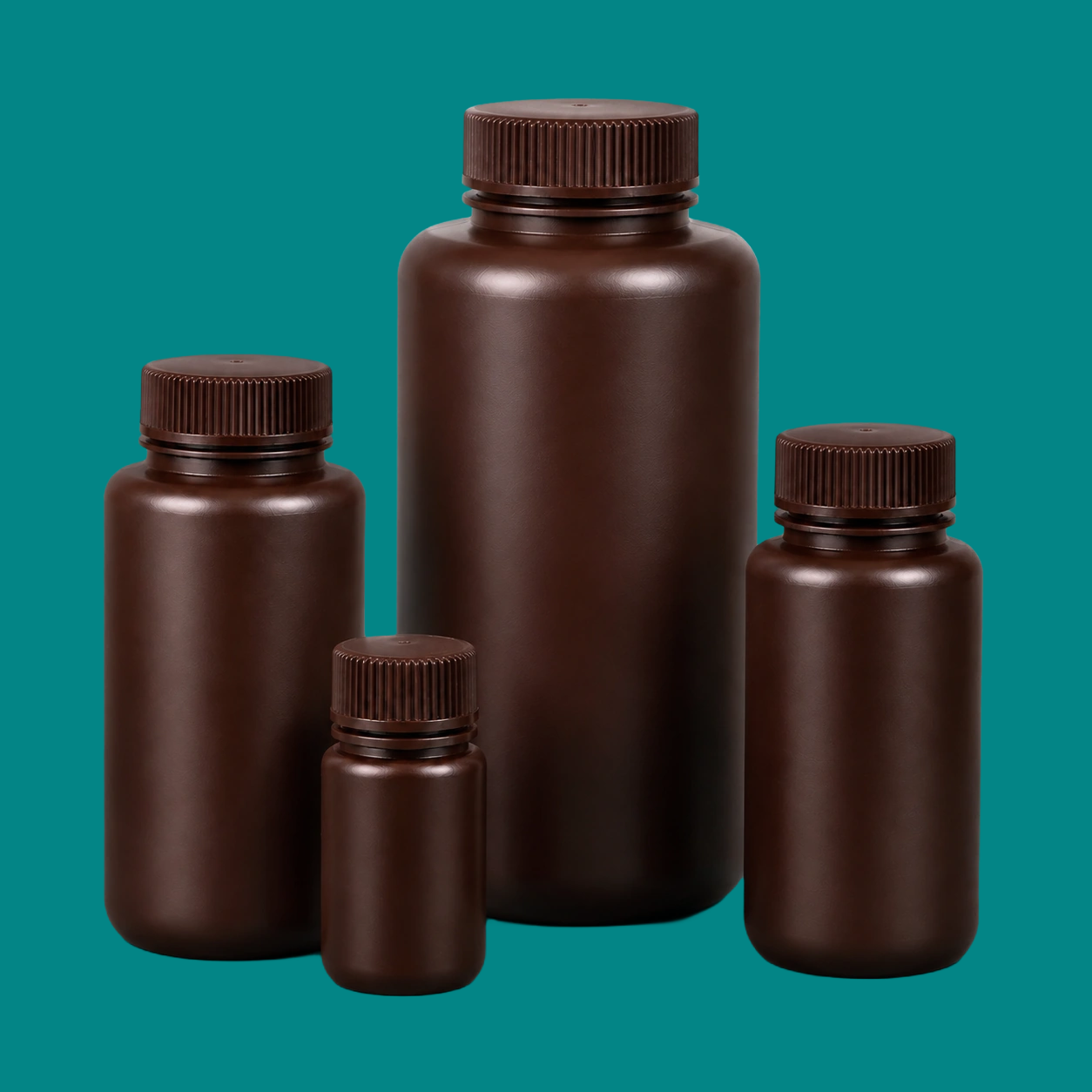 Wide-Mouth Amber HDPE Bottles